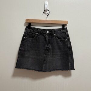 free people black washed denim mini skirt distressed raw hem moto indie sleaze 2